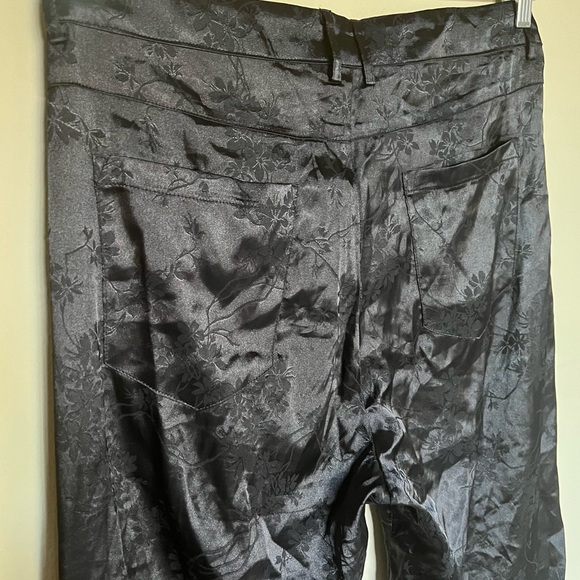 Lioness St Germain Black Silk Slit Hem Relaxed Fit High Waist Pant - Picture 5 of 9
